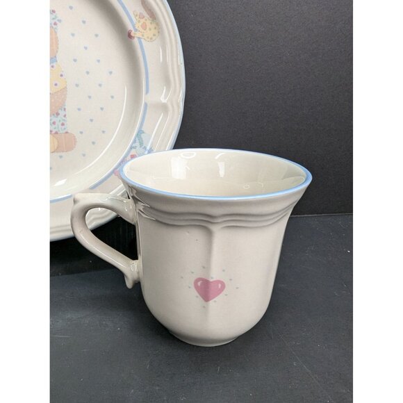 Vintage Tienshan Stoneware Calico Cat 8 Oz Coffee Mug and 7 3/4" Salad Plate - Picture 6 of 9